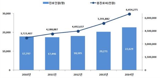 '안검하수증' 진료현황(최근 5년간).