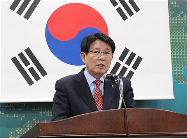 22일 열린 한국제약바이오협회 제73회 정기총회에서 이정희 신임 이사장이 취임사를 하고 있다.