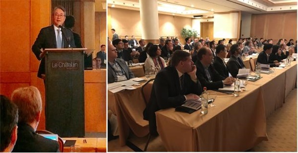 지난 8일, 벨기에 브뤼셀에서 개최한 ‘한-벨기에 제약·바이오컨퍼런스’에서 한국제약바이오협회 허경화 국제담당 부회장이 ‘한국 제약·바이오산업의 전망’에 대해 발표하고 있다.
