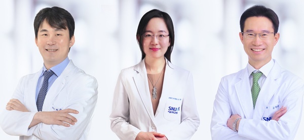 (사진 왼쪽부터)서울대병원 박준빈·윤제연 교수(제1저자), 김형관 교수.
